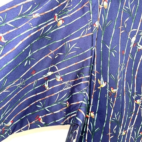 Mr. Peacock Button Front Shirt Mens Size XL Botanical Bird Print Cotton Spandex - Picture 9 of 12